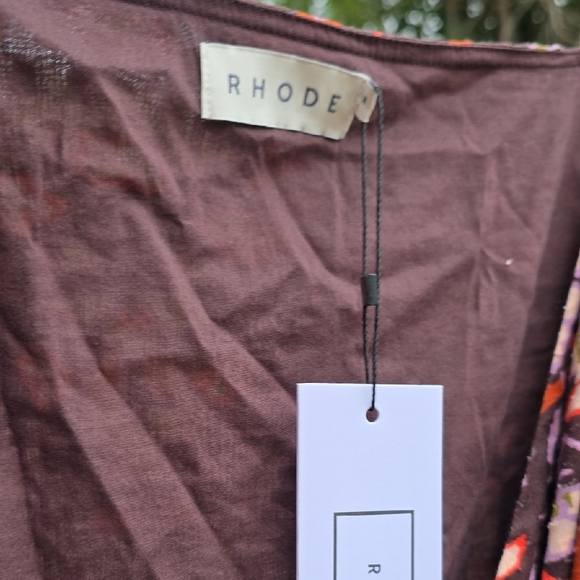 NEW RHODE DARYA WRAP AROUND MINI DRESS IN PLUMERIA CHOCOLATE PRINT SIZE M - Picture 11 of 12